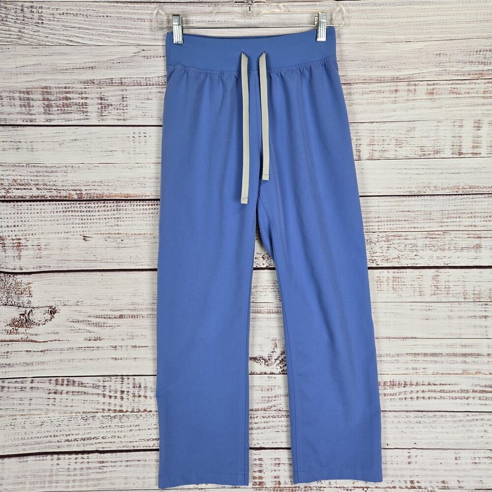 FIGS Scrub Pants Womens XXS Petite Blue Tech Collection Drawstring Med Surg Vet